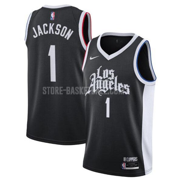 2020-21 los angeles clippers reggie jackson 1 black city edition men's replica jersey
