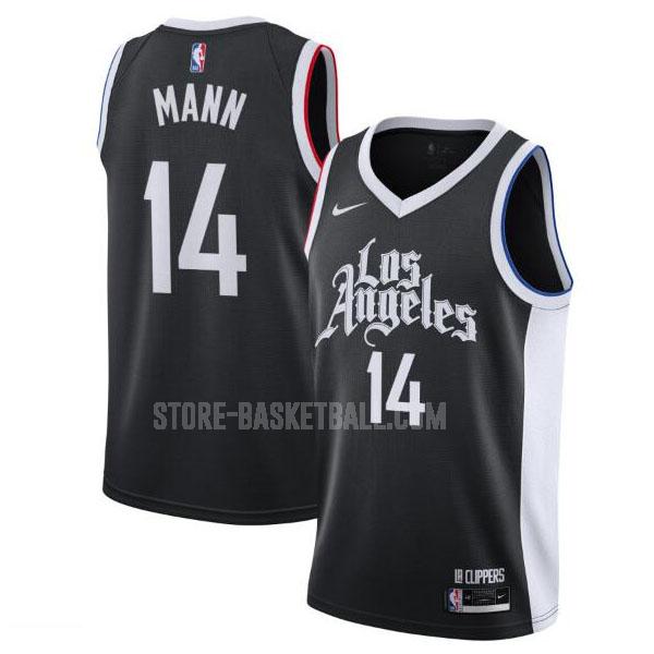 2020-21 los angeles clippers terance mann 14 black city edition men's replica jersey