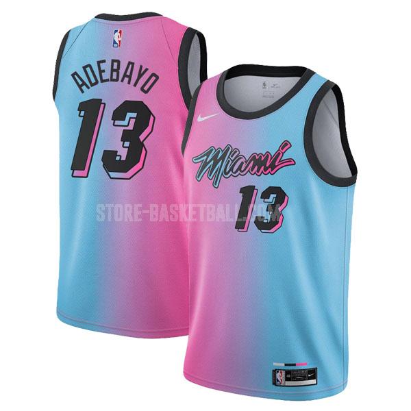 2020-21 miami heat bam adebayo 13 blue pink city edition men's replica jersey