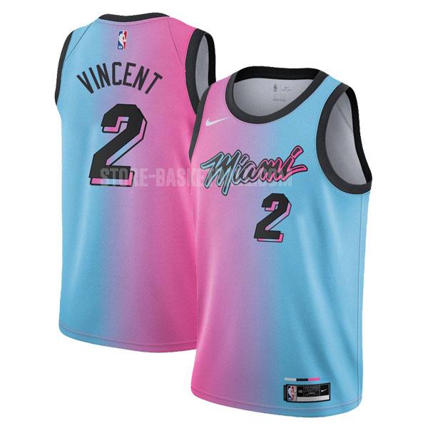2020-21 miami heat gabe vincent 2 blue pink city edition men's replica jersey