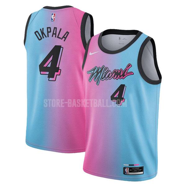 2020-21 miami heat kz okpala 4 blue pink city edition men's replica jersey