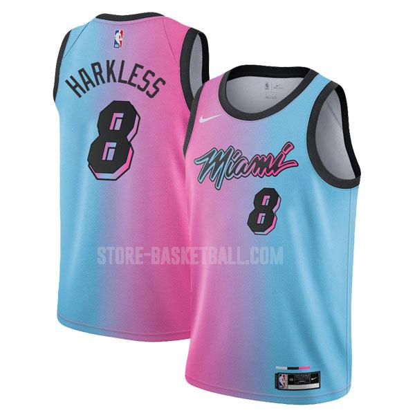 2020-21 miami heat maurice harkless 8 blue pink city edition men's replica jersey