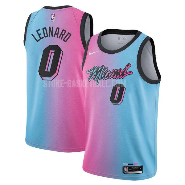 2020-21 miami heat meyers leonard 0 blue pink city edition men's replica jersey