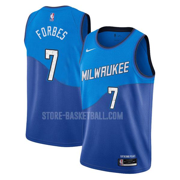 2020-21 milwaukee bucks bryn forbes 7 blue city edition men's replica jersey
