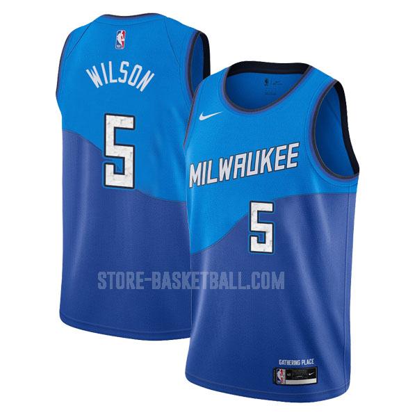 2020-21 milwaukee bucks d. j. wilson 5 blue city edition men's replica jersey