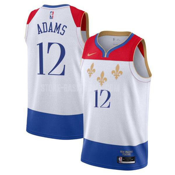 2020-21 new orleans pelicans steven adams 12 white city edition men's replica jersey