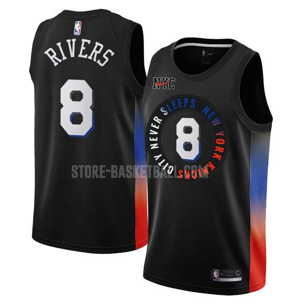 2020-21 new york knicks austin rivers 8 black city edition men's replica jersey