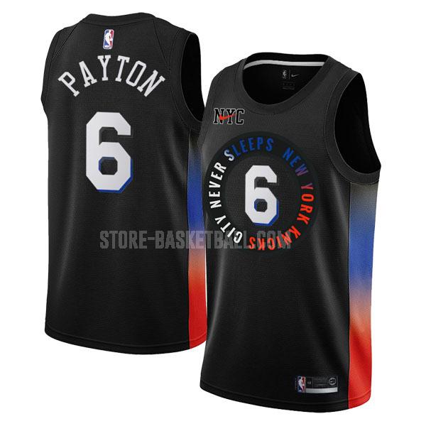 2020-21 new york knicks elfrid payton 6 black city edition men's replica jersey