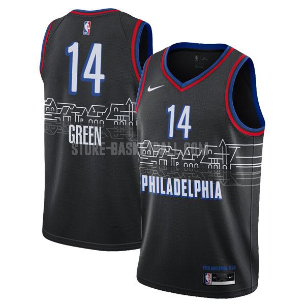 2020-21 philadelphia 76ers danny green 14 black city edition men's replica jersey