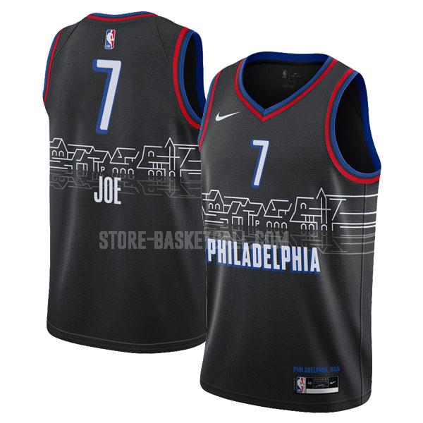 2020-21 philadelphia 76ers isaiah joe 7 black city edition men's replica jersey