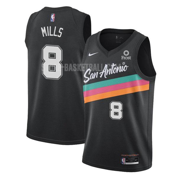 2020-21 san antonio spurs patty mills 8 black city edition men's replica jersey
