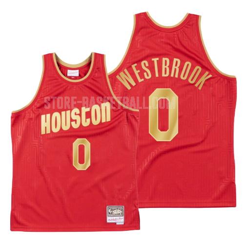 2020 houston rockets russell westbrook 0 red throwback men's replica jersey