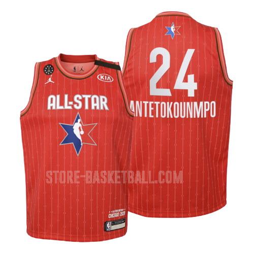 2020 milwaukee bucks giannis antetokounmpo 24 red nba all-star youth replica jersey