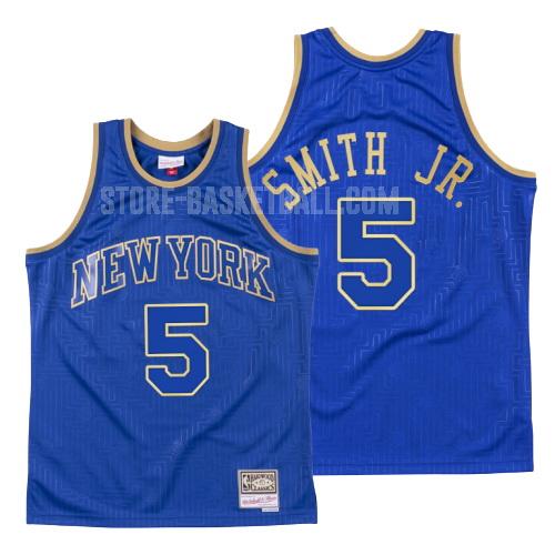 2020 new york knicks dennis smith jr 5 blue throwback men's replica jersey