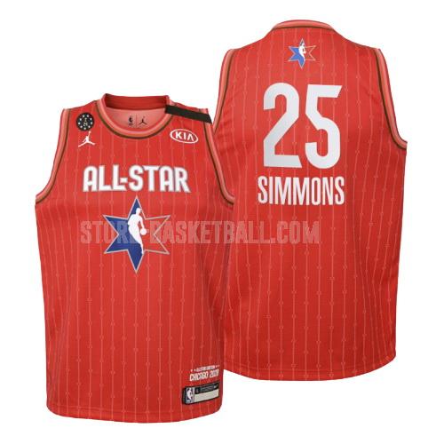 2020 philadelphia 76ers ben simmons 25 red nba all-star youth replica jersey
