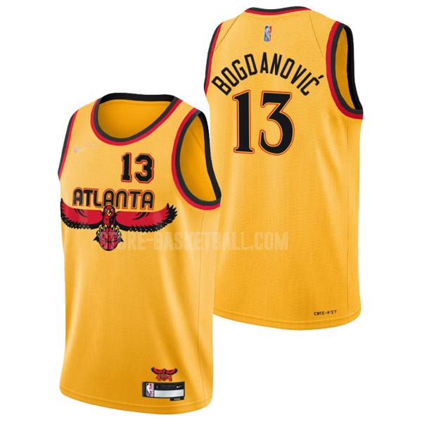 2021-22 atlanta hawks bogdan bogdanovic 13 yellow 75th anniversary city edition men's replica jersey