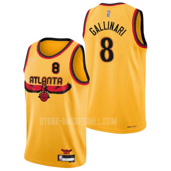 2021-22 atlanta hawks danilo gallinari 8 yellow 75th anniversary city edition men's replica jersey