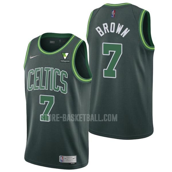 2021-22 boston celtics jaylen brown 7 green earned edition men's replica jersey