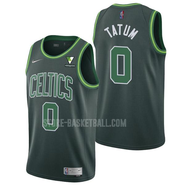 2021-22 boston celtics jayson tatum 0 green earned edition men's replica jersey