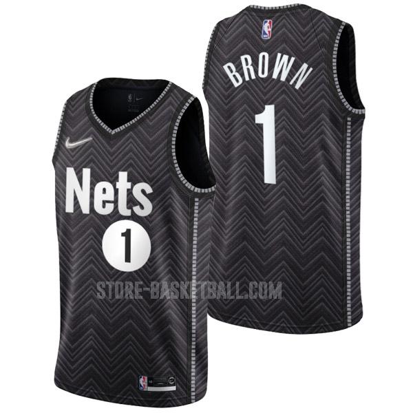 2021-22 brooklyn nets bruce brown jr 1 black earned edition men's replica jersey