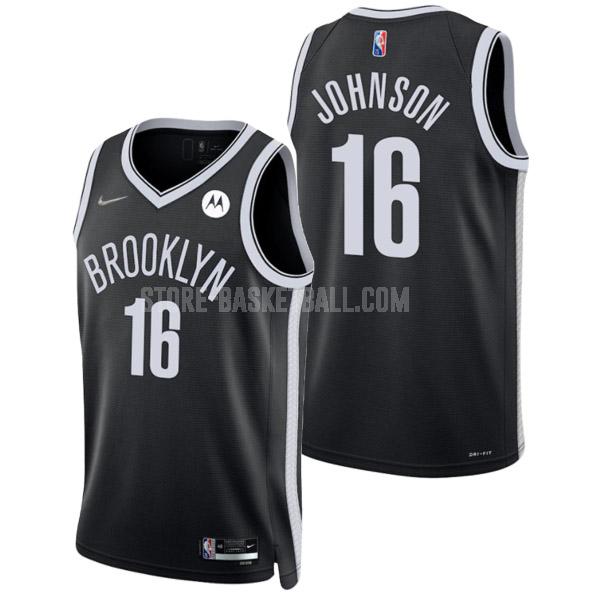 2021-22 brooklyn nets james johnson 16 black 75th anniversary icon edition men's replica jersey