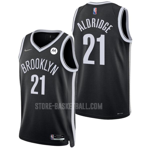 2021-22 brooklyn nets lamarcus aldridge 21 black 75th anniversary icon edition men's replica jersey