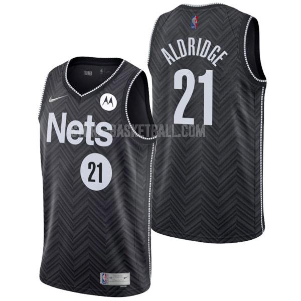 2021-22 brooklyn nets lamarcus aldridge 21 black earned edition men's replica jersey