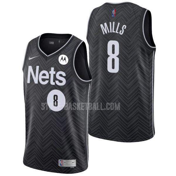 2021-22 brooklyn nets patty mills 8 black earned edition men's replica jersey