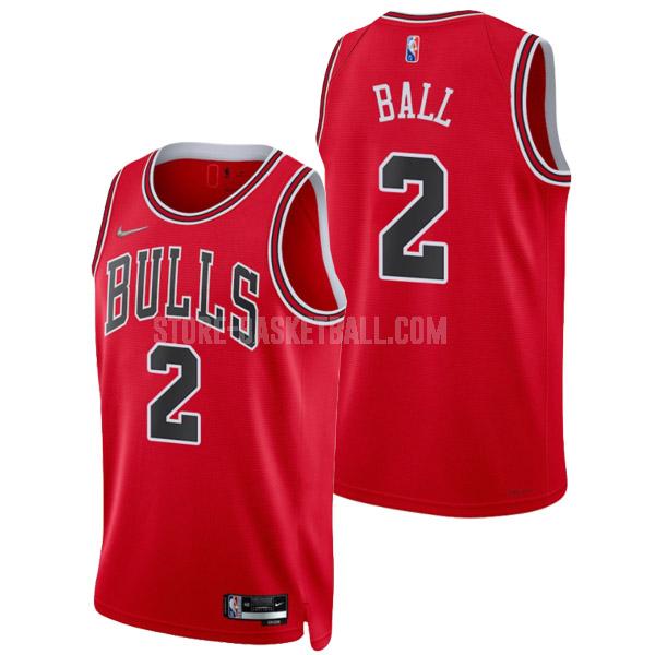 2021-22 chicago bulls lonzo ball 2 red 75th anniversary icon edition men's replica jersey
