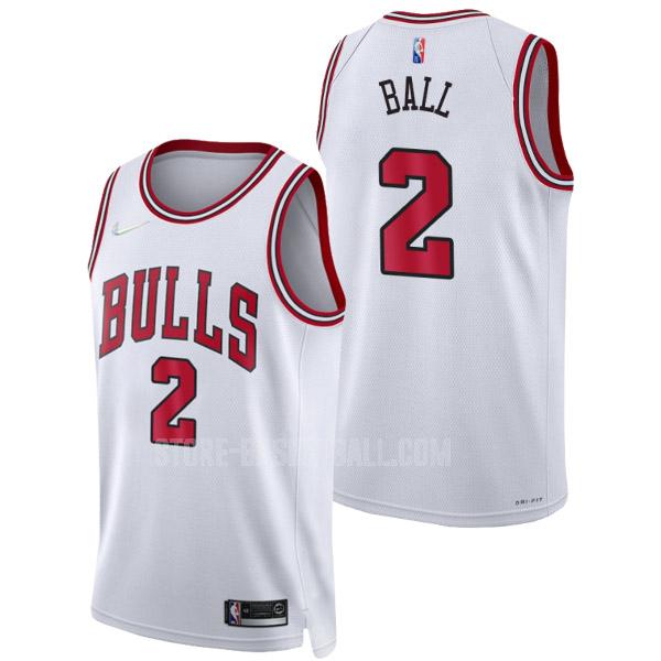 2021-22 chicago bulls lonzo ball 2 white 75th anniversary association edition men's replica jersey