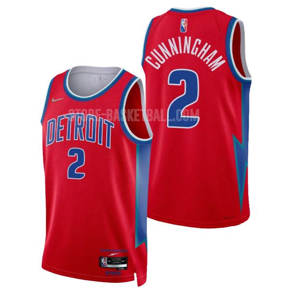 2021-22 detroit pistons cade cunningham 2 red 75th anniversary city edition men's replica jersey