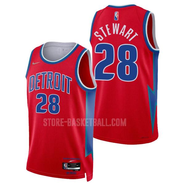 2021-22 detroit pistons isaiah stewart 28 red 75th anniversary city edition men's replica jersey