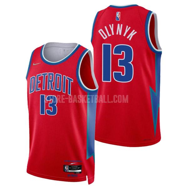 2021-22 detroit pistons kelly olynyk 13 red 75th anniversary city edition men's replica jersey