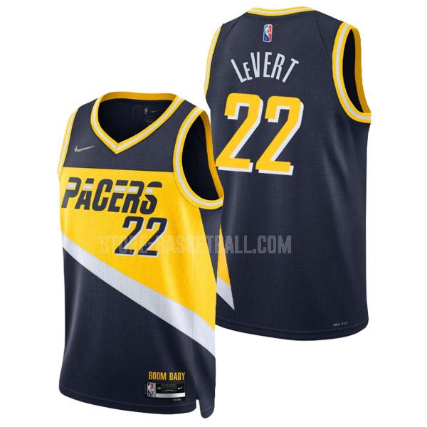 2021-22 indiana pacers caris levert 22 navy 75th anniversary city edition men's replica jersey