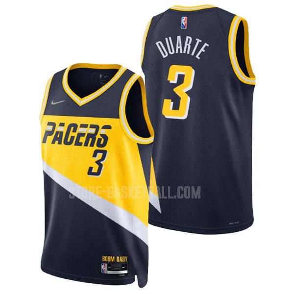 2021-22 indiana pacers chris duarte 3 navy 75th anniversary city edition men's replica jersey