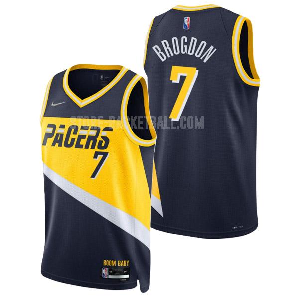 2021-22 indiana pacers malcolm brogdon 7 navy 75th anniversary city edition men's replica jersey