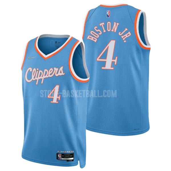 2021-22 los angeles clippers brandon boston jr 4 blue 75th anniversary city edition men's replica jersey