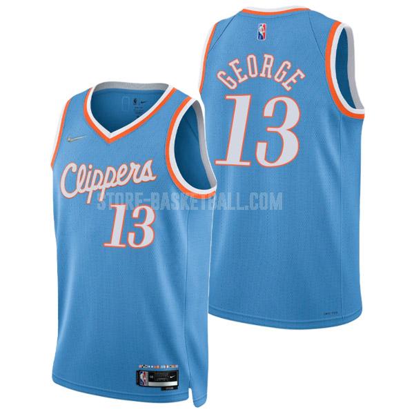 2021-22 los angeles clippers paul george 13 blue 75th anniversary city edition men's replica jersey