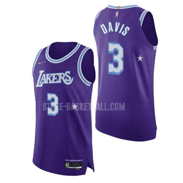 2021-22 los angeles lakers anthony davis 3 purple 75th anniversary men's replica jersey