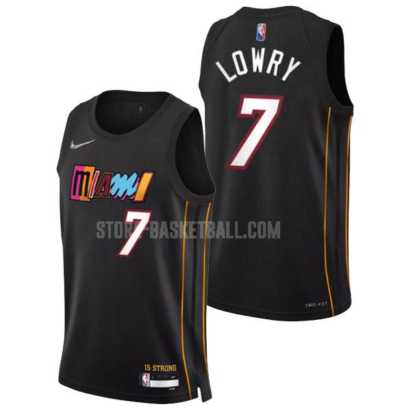 2021-22 miami heat kyle lowry 7 black 75th anniversary city edition men's replica jersey
