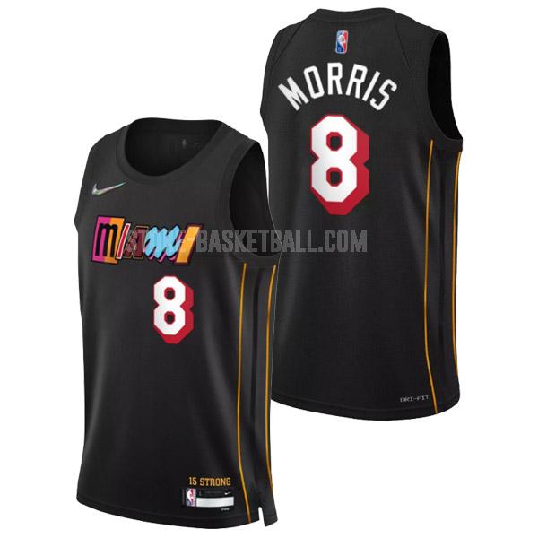 2021-22 miami heat markieff morris 8 black 75th anniversary city edition men's replica jersey