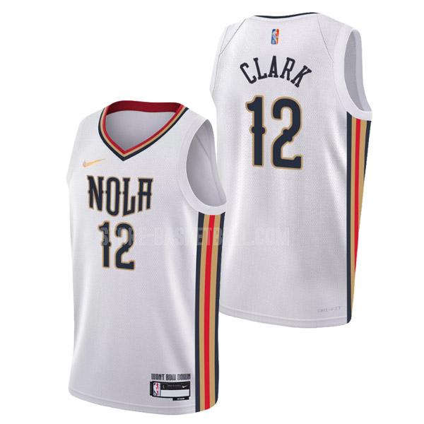 2021-22 new orleans pelicans gary clark 12 white nba 75th anniversary city edition men's replica jersey
