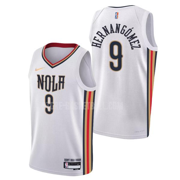 2021-22 new orleans pelicans willy hernangomez 9 white nba 75th anniversary city edition men's replica jersey