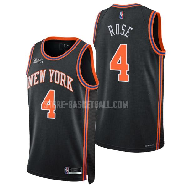2021-22 new york knicks derrick rose 4 black 75th anniversary city edition men's replica jersey