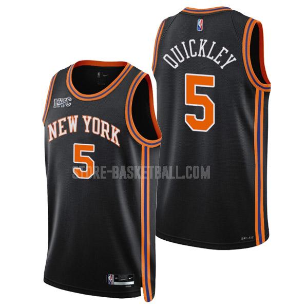 2021-22 new york knicks immanuel quickley 5 black 75th anniversary city edition men's replica jersey
