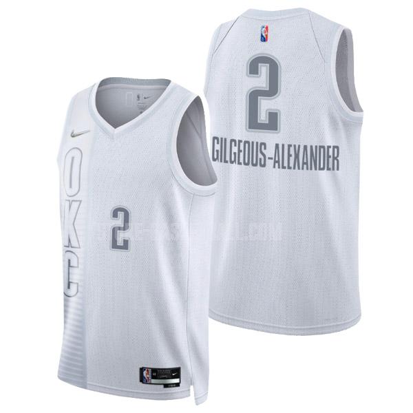 2021-22 oklahoma city thunder shai gilgeous-alexander 2 white 75th anniversary city edition men's replica jersey