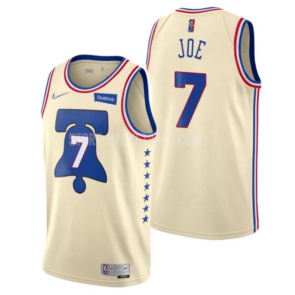 2021-22 philadelphia 76ers isaiah joe 7 cream earned edition men's replica jersey