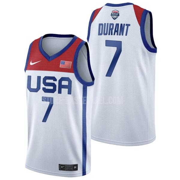 2021 usa team kevin durant 7 white tokyo olympics men's replica jersey