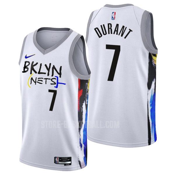 2022-23 brooklyn nets kevin durant 7 white city edition men's replica jersey
