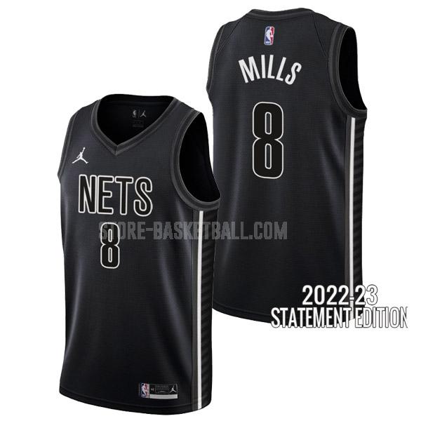 2022-23 brooklyn nets patty mills 8 black statement edition men's replica jersey